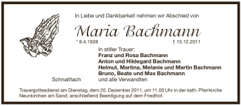Traueranzeige von Maria Bachmann von Pegnitz-Zeitung